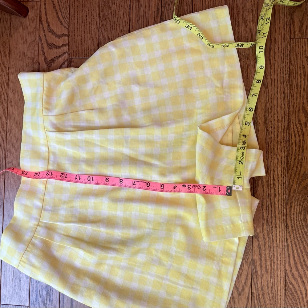 ANTHROPOLOGIE Hutch Pleated Gingham Plaid Yellow Shorts New With Tags - Picture 16 of 16